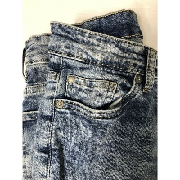 H and M Divided Women's 28x32 Blue Denim Jeans Skinny Leg Distressed Button Fly - Picture 2 of 9